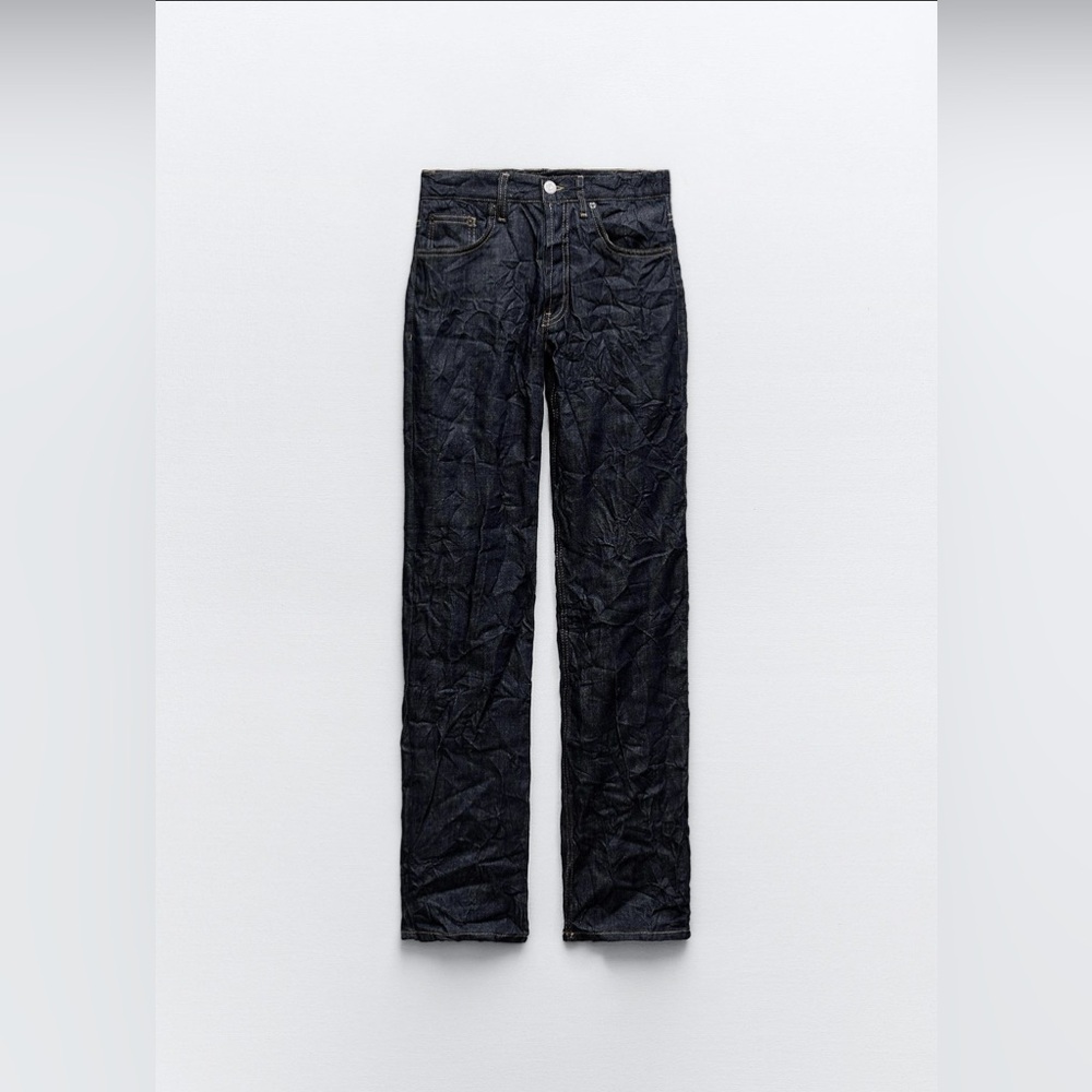 Zara NWT Mid Waist Wrinkle Effect Jeans - Picture 7 of 11